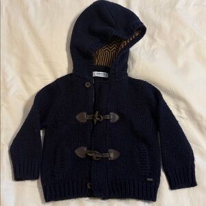Mayoral Navy Knit Hooded Sweater